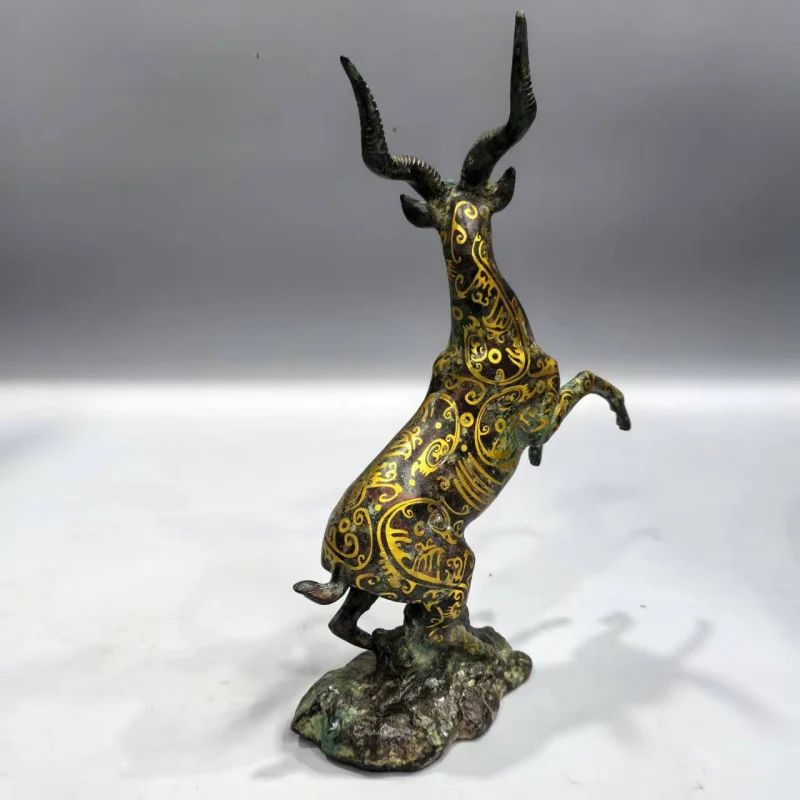 Factory Antique Bronze Gold And Silver Inlaid Happy Goat Ornament Home Decoration Craft Gift Copperware Opening Business