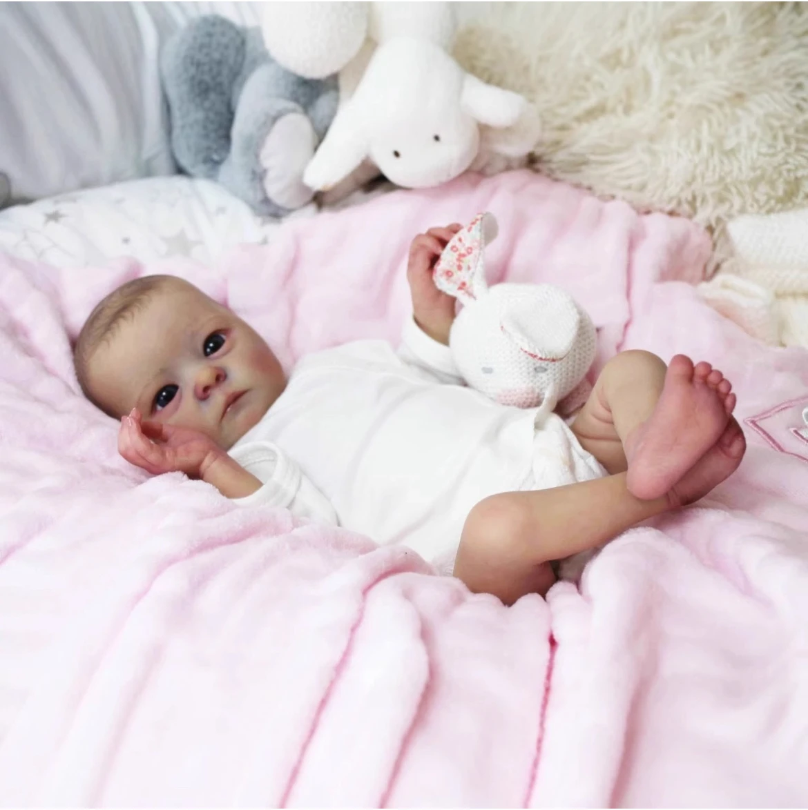 16" lebensechte wiedergeborene Babypuppe, ultra-realistisches Sammlerstück in Neugeborengröße mit handbemalter 3D-Hautstruktur