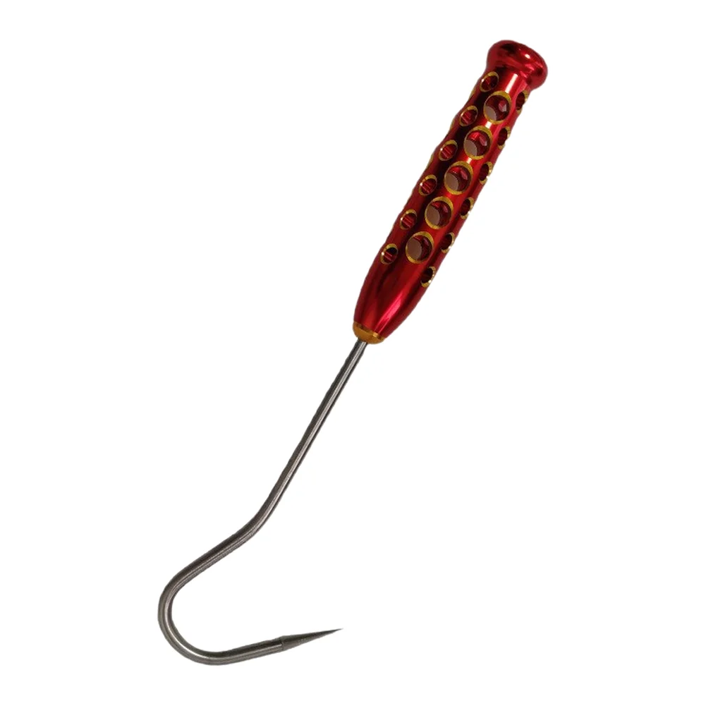 Red Aluminum Alloy Stainless Steel Fish Handler Gaff Hook With 1/2 Thread For Sea Ice Boat Lure Fishing Sorting Tool Equipment