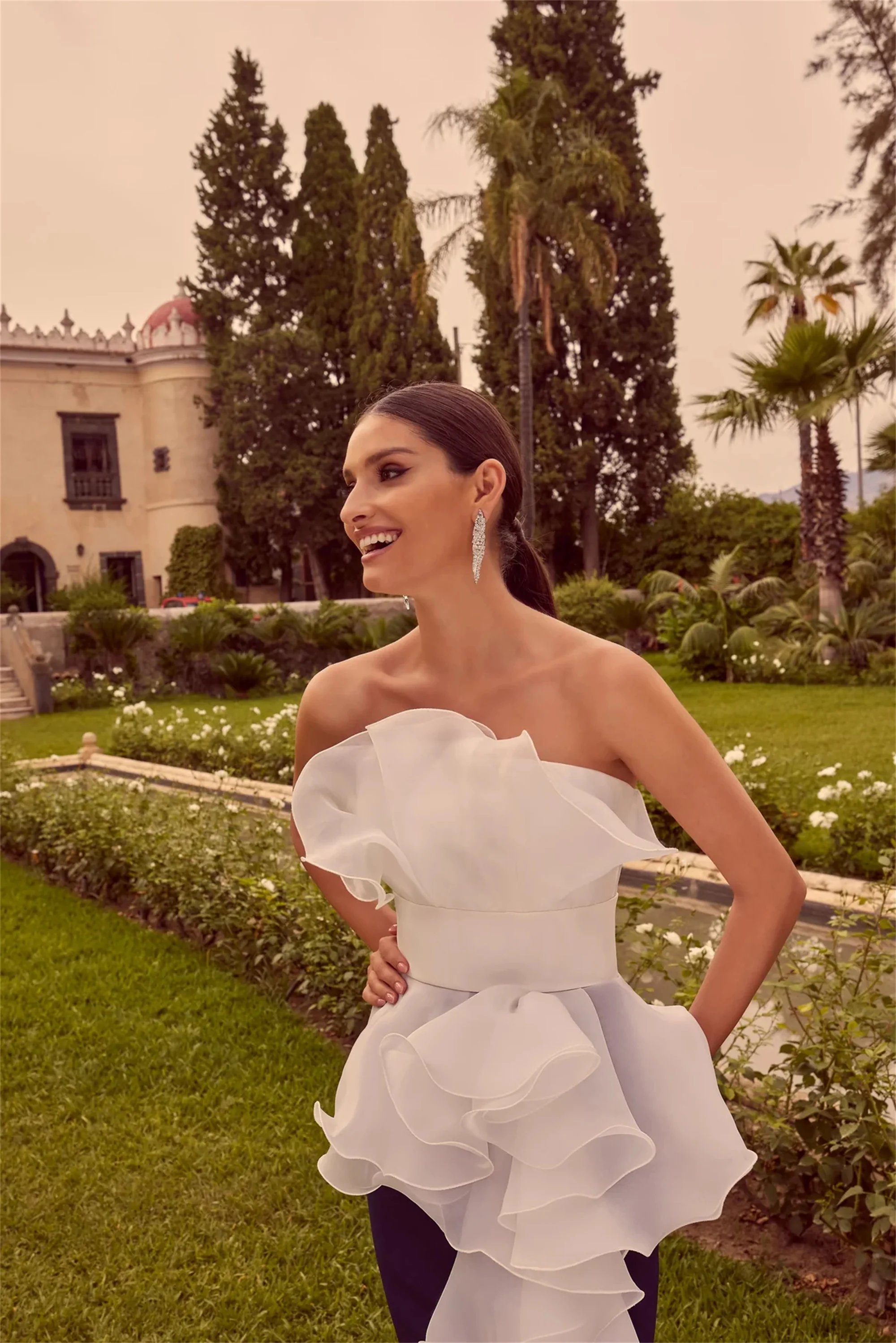 EVON BRIDAL 짧은 이브닝 드레스 3D 꽃 슬림 맞는 웨딩 이브닝 가운 고품질 패션 فستان سهرة نسائي 맞춤형