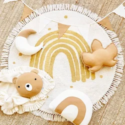 Carpet for Children's Room Decor Round Rug with Tassel Bedroom Home Decoration Kids Baby Mat Soft Machine Washable Floor Mats