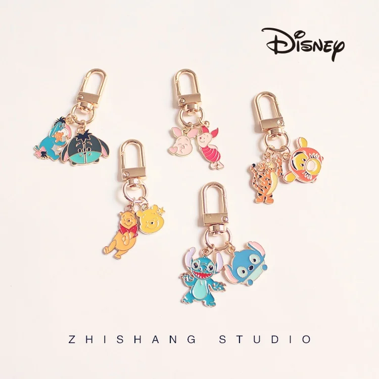 

Disney stitch Keychain Winnie the Pooh Tigger Angel Action Anime Figure Cute Cartoon Backpack Keyring Pendant ornaments Gifts