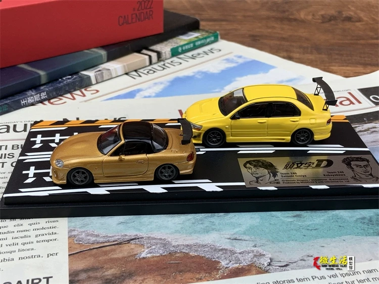 Newly Stocks Hi Story Modeler 1:64 Double Car Set Version Mazda Roadster Orange And Lancer EVO VII Yellow Color In 2024