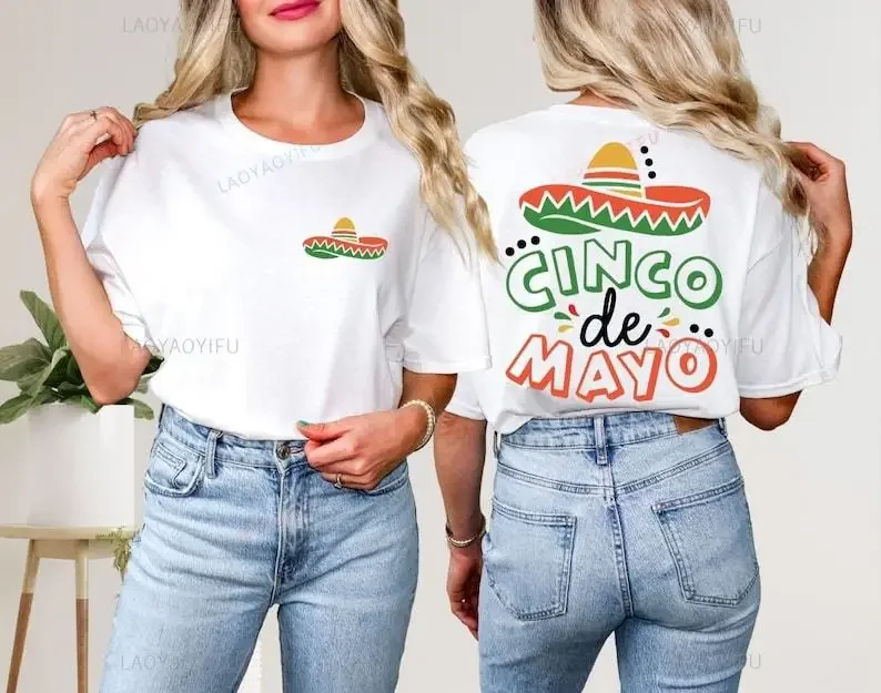 Cinco De Mayo Mexico Celebration Woman Printed Tshirt Retro Funny Cinco Bachelorette Mexican Party Cotton Man Shirt Classic Tee