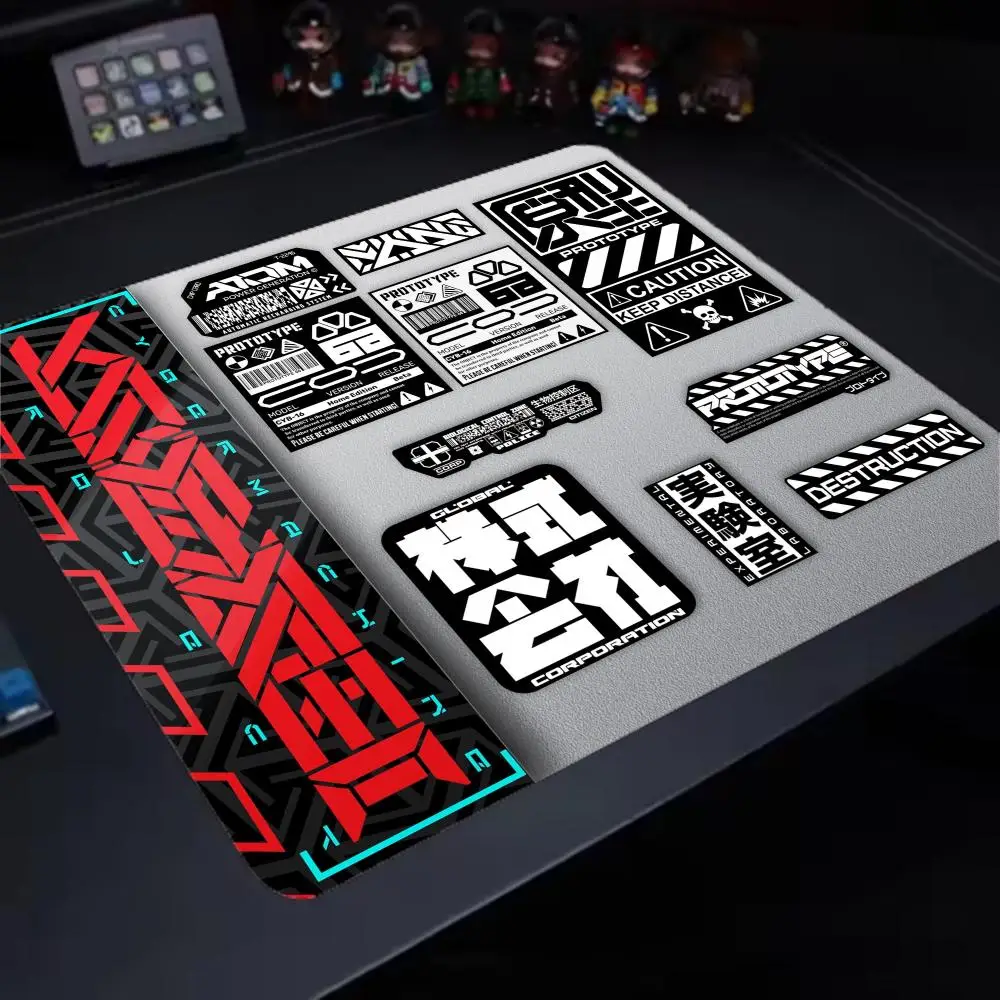 Gaming Mice Mat Cyberpunk Sci‑fi Tech Sticker Art Mousepad Anti‑slip Small Deskmat Gamer Accessoires Lock Edge Laptop Desktop