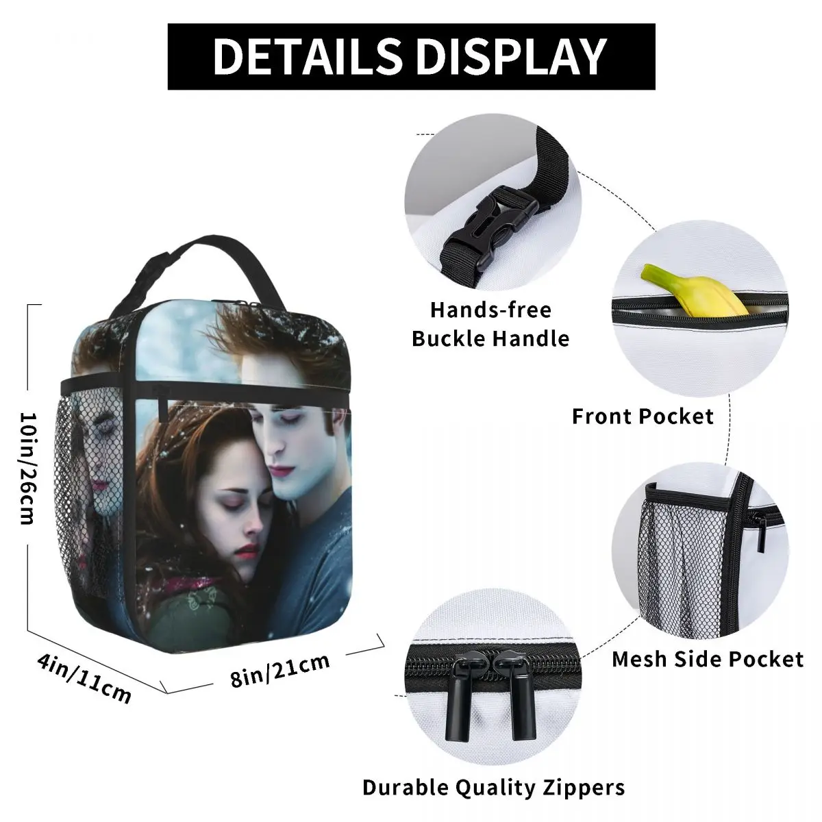 The Twilight Saga Edward Cullen Insulated Lunch Bag for Kids School Cooler Thermal Food Box Tote Portable Lunch Boxes Container