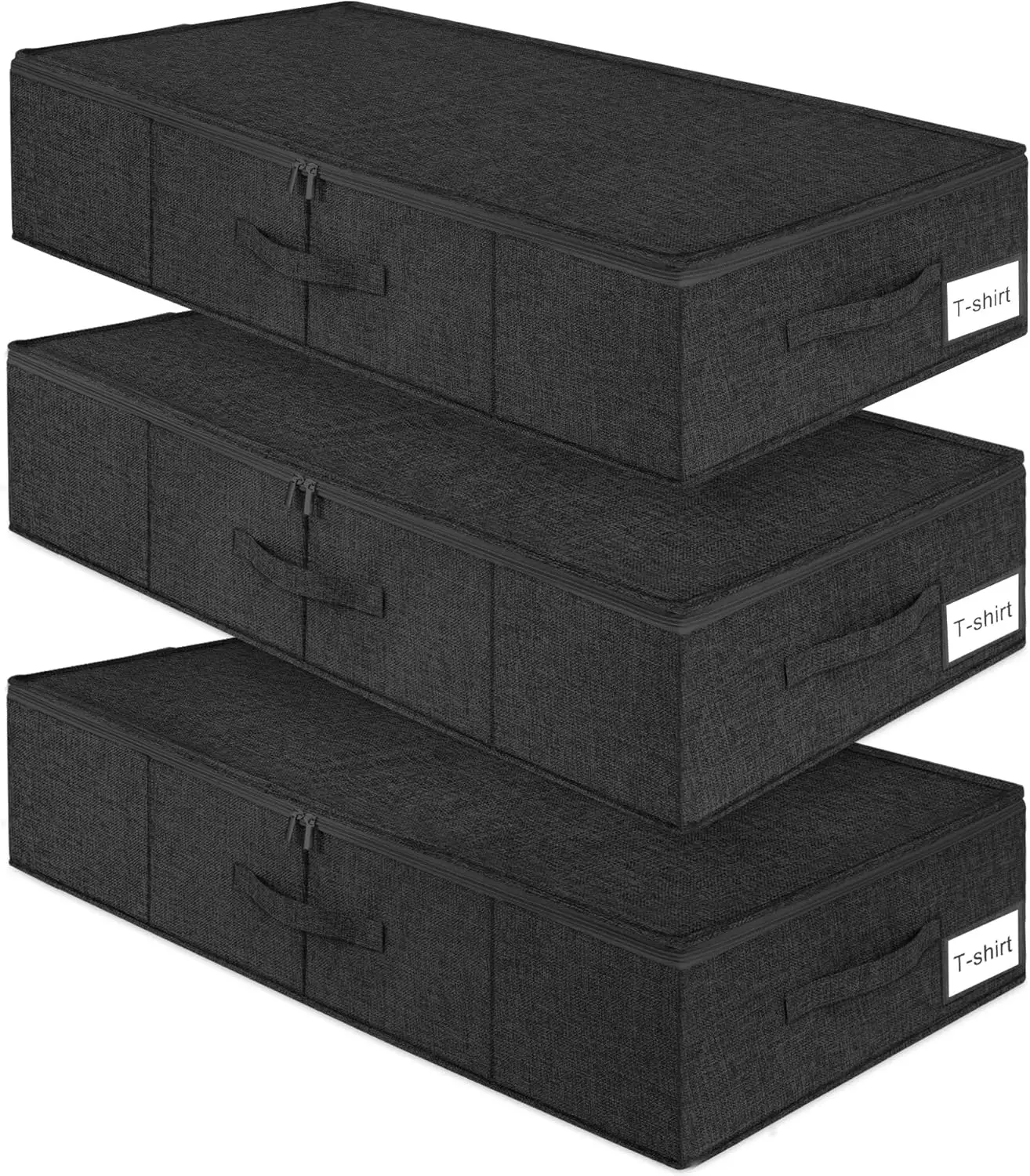 

Foldable Sturdy Clothes Storage Organizer W/ 3 Handles, Ultra Thick Fabric Blanket Shoe Storage Box, 30x15x6.7inch, Black, 50L