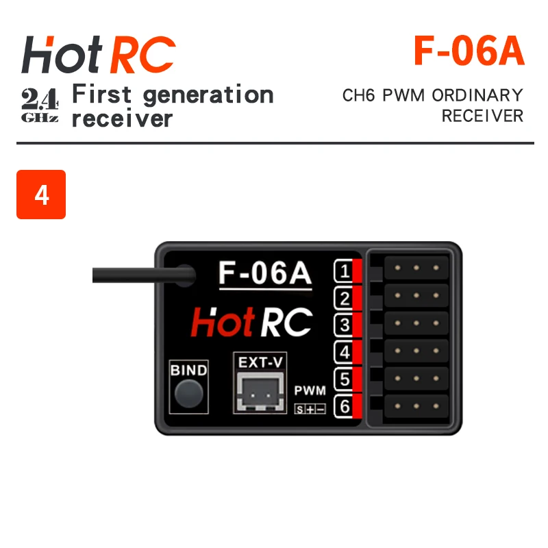HOTRC 4/5/6/8/16 receptor multicanales 2,4 Ghz F-01A F-04A F-05A F-06A F-06AT F-08A para RC coche barco avión tanque CT-6A CT6B DS600
