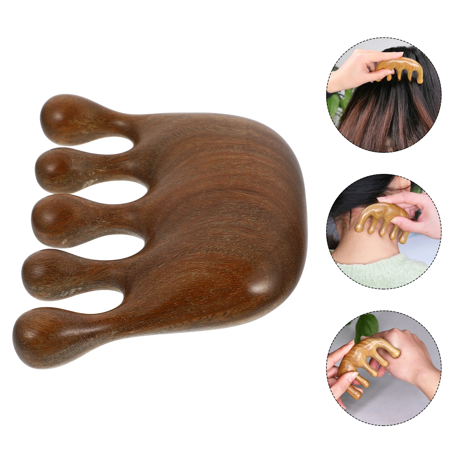

Green Sandalwood Wide Tooth Hair Comb Natural Wooden Massage Comb For Scalp Anti-Static Lightweight Portable