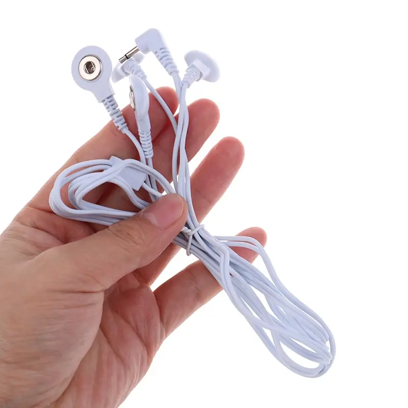 Elektroda do masażu wtyczka przewodu 3.5mm 4 /2 przyciski elektroda przewody przyłączeniowe kable połączeniowe do urządzenie do przezskórnej stymulacji nerwów TENS cyfrowego — zdjęcie 4