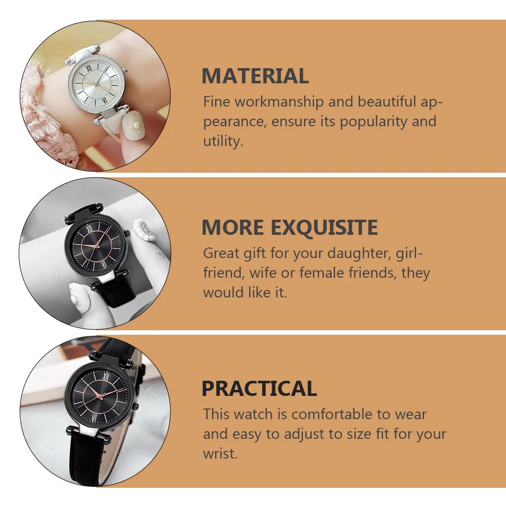 

2Pcs Ladies Quartz Watch Stainless Steel Alloy Material Fine Workmanship Beautiful Appearance Adjustable Size Comfortable Wear