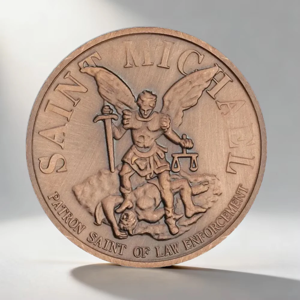 US Secret Service Bronze Plated Souvenir Coin Saint Micheal Patron Saint of Law Enforcement Collection Coin