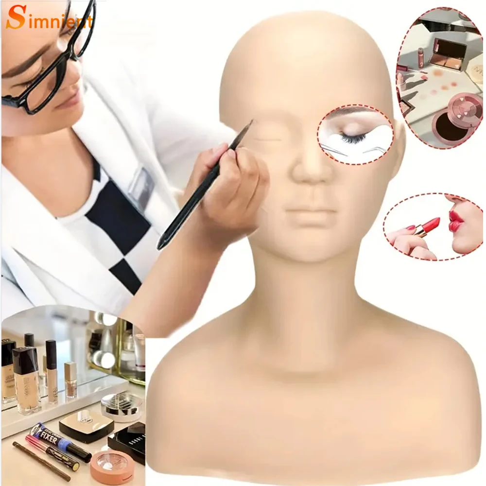 New Soft Silicone Massage Cosmetology Mannequin Head For Makeup Grafting Eyebrow Design Massage Practice Face Painting Model
