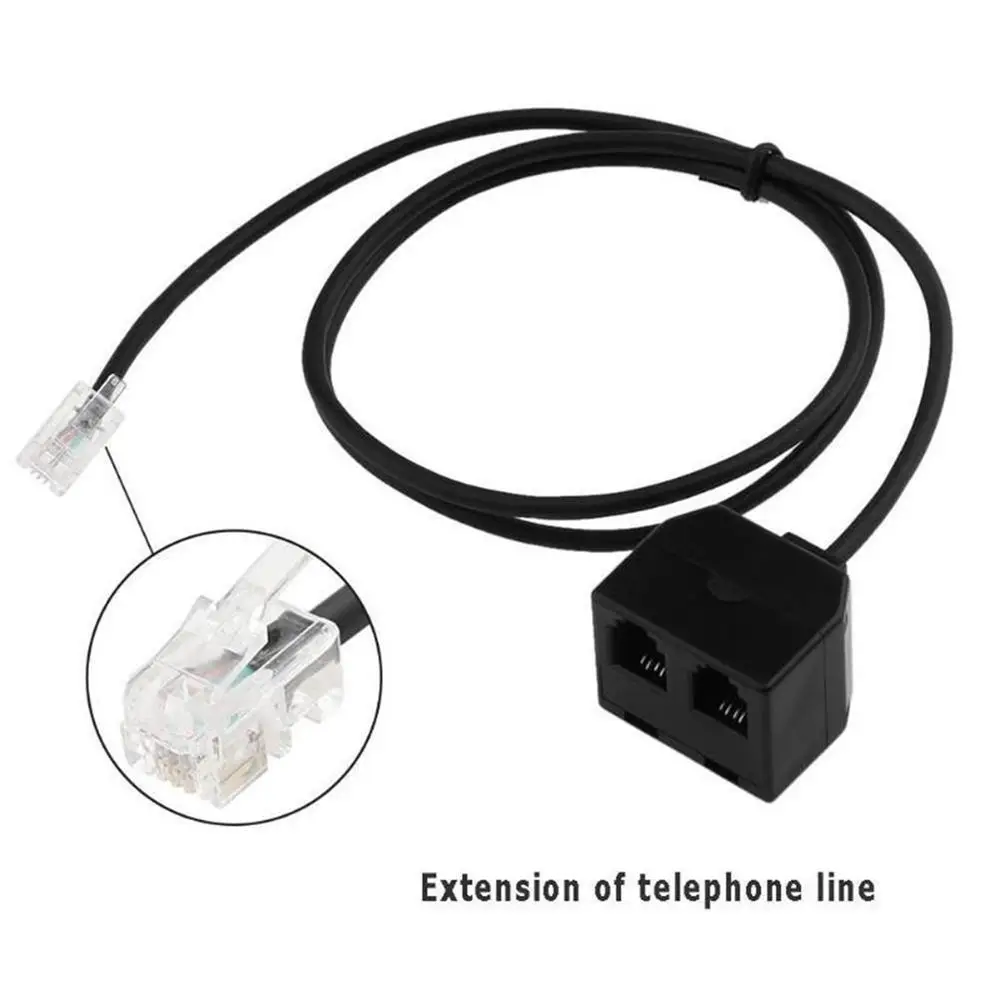 Durable RJ9 Adapter Telephone Line 2 Female To 1 Male Extension Cable Cords Line Splitter Cord