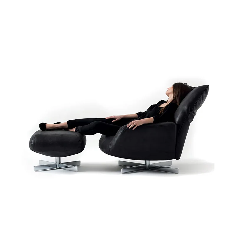 

Petal chair first layer cowhide, leisure chair balcony leather sofa chair