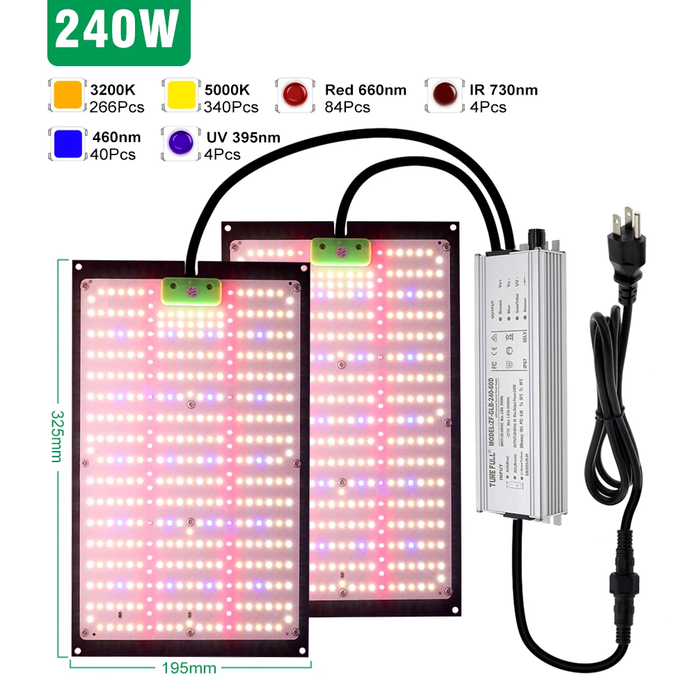 AC100-277V oświetlenie LED do uprawy o wysokiej jasności 120W 240W LM301H lampa LED do wzrostu chipów dla roślin domowych w szklarni