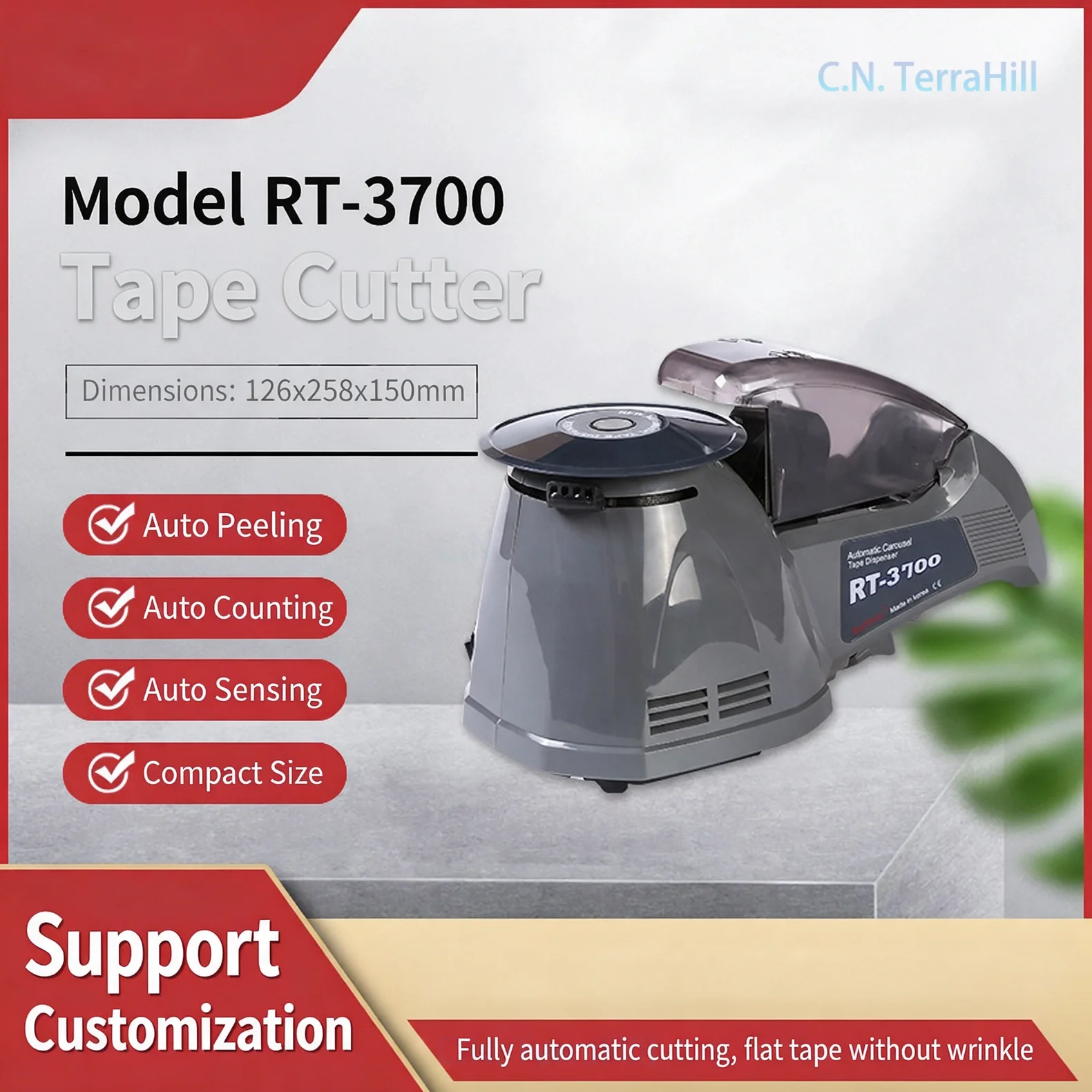 Automatic Tape Dispenser RT3700ZCUT870 Rotary Tape Cutting Machine for Packaging Labeling