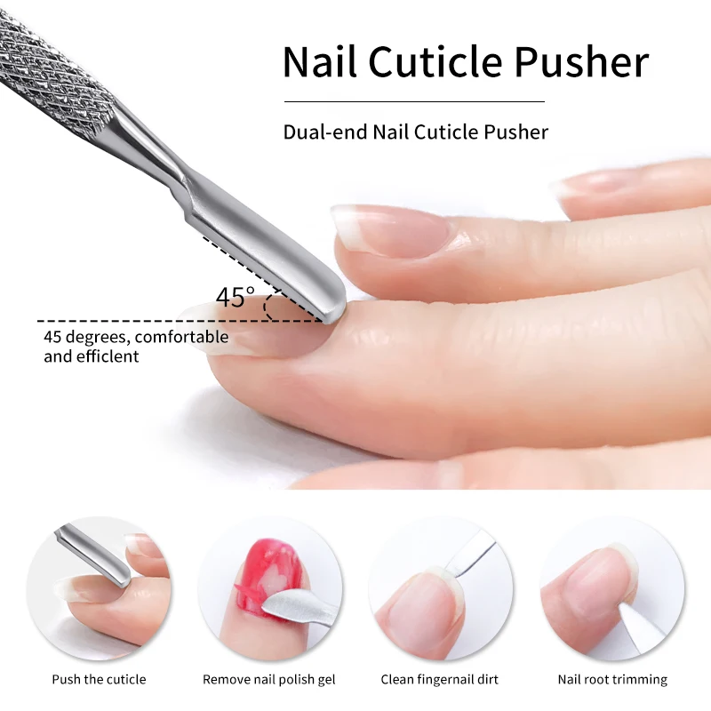 Double-ended Stainless Steel Cuticle Pusher Dead Skin Push Remover for Pedicure Manicure Nail Art Cleaner Care Tool