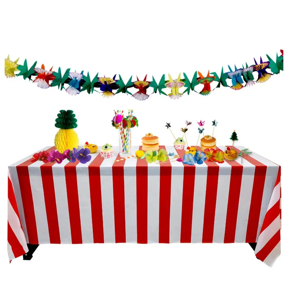 Fashion Red and White Striped Party Tablecloth Picnic Christmas Table Setting Birthday Circus Cloth Stripe Mats