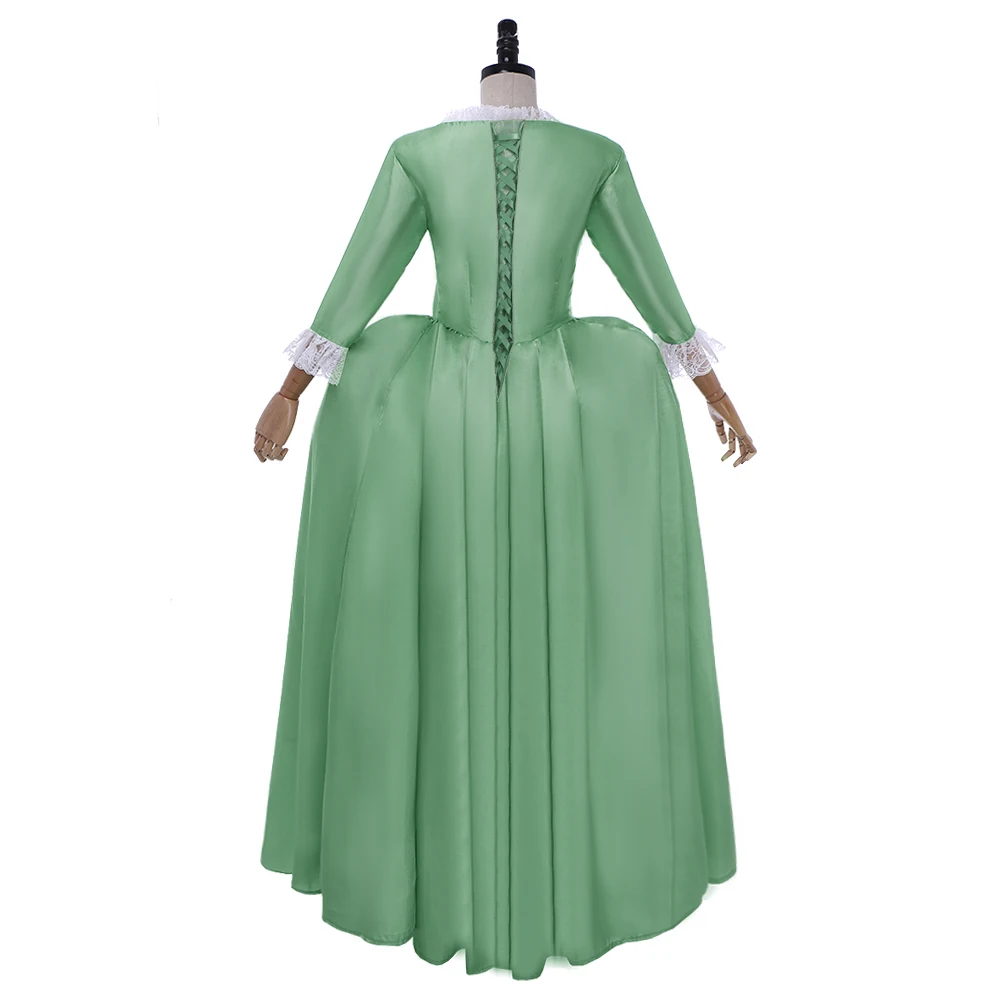 Muzikale Hamilton Elizabeth Angelica Cosplay Kostuum Middeleeuwse Victoriaanse Koloniale Rococo Baljurk Theater Show Groene Jurk