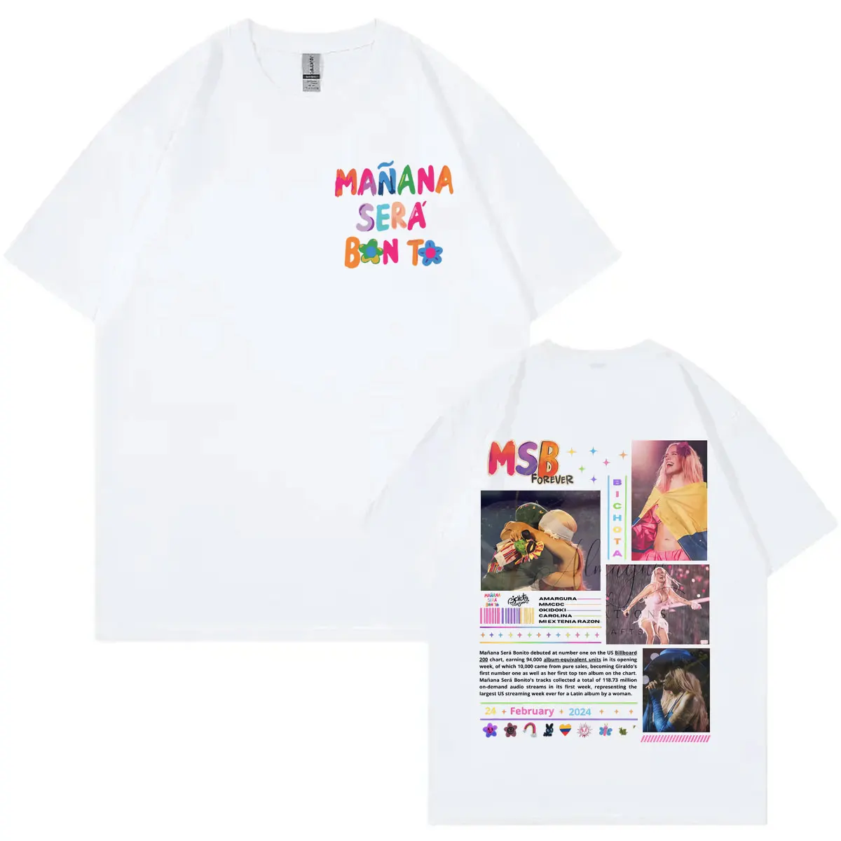 المغني كارول جي مانانا سيزال بونيتو ألبوم جولة تي شيرت الرجال النساء الملابس موضة Y2k تي شيرت الصيف عادية قصيرة الأكمام تي شيرت