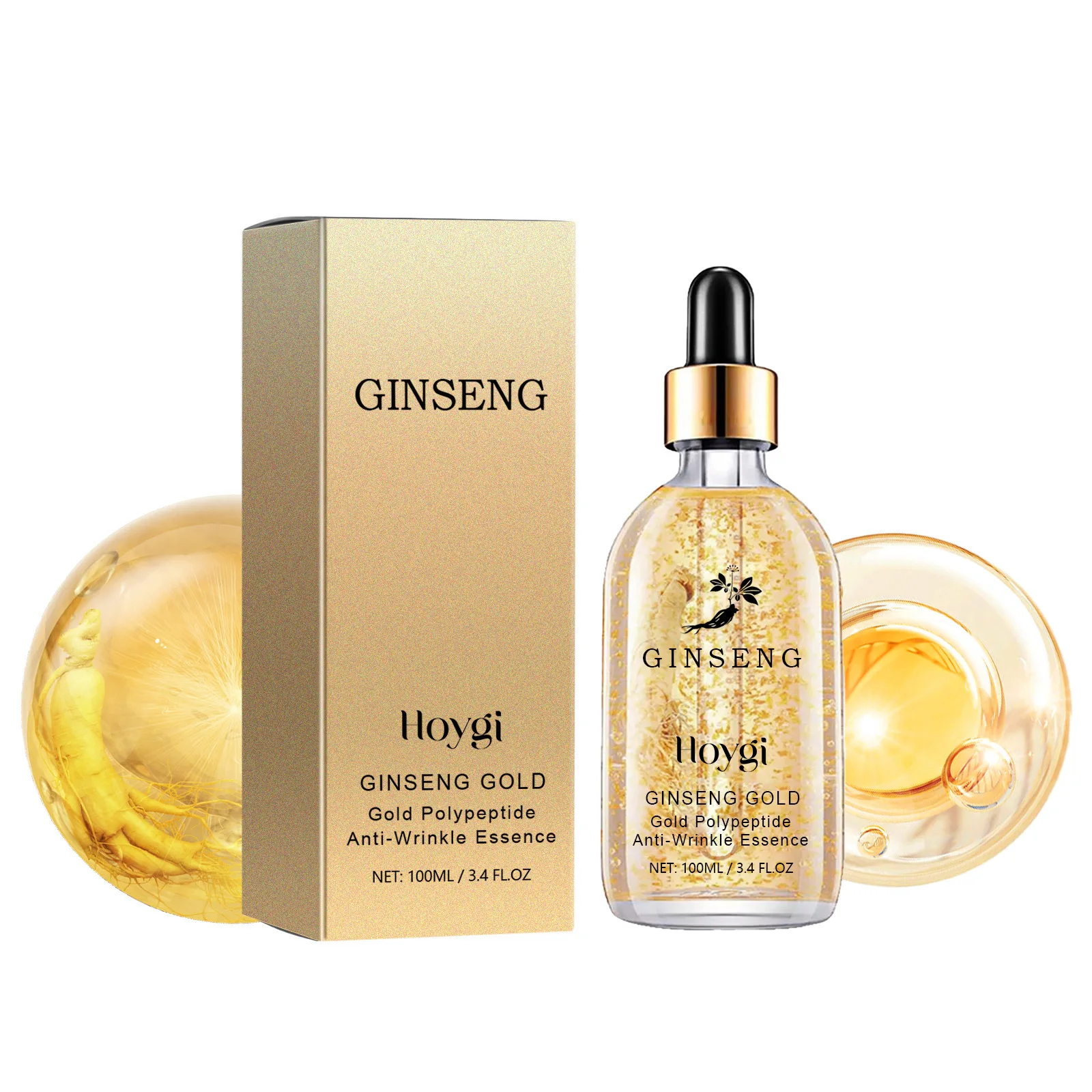 Gold Ginseng Anti Wrinkle Serum Anti Aging Fade Fine Line Lift Firming Melanin Dark Spot Correcting Hydrating Whitening Essence