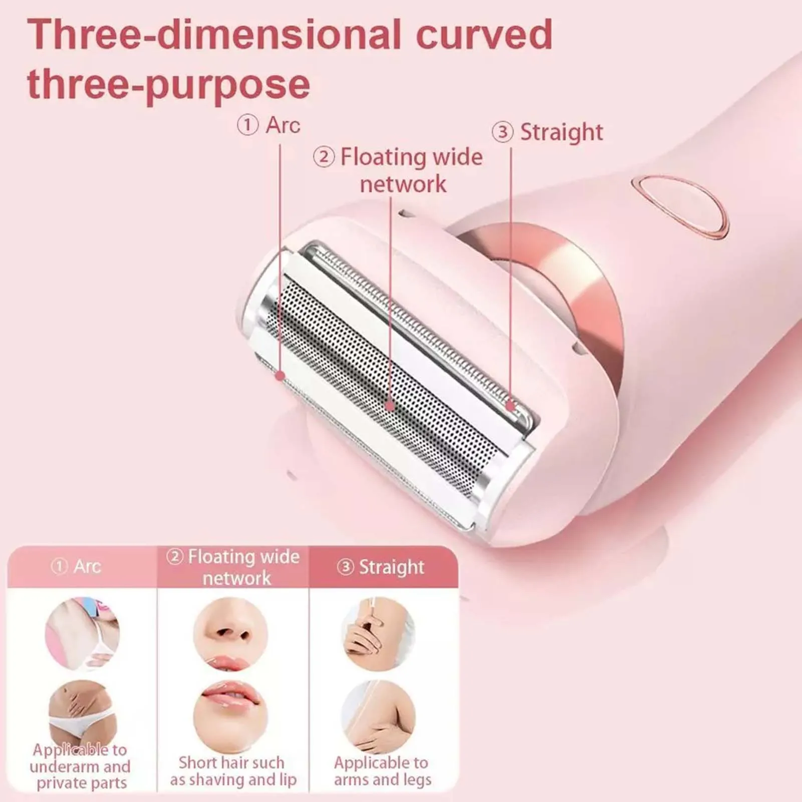 2 In 1 Portable Electric Shaver Women Handheld Electric Skin Hair for Armpit Hair Leg Hair Removal MIAO image 2
