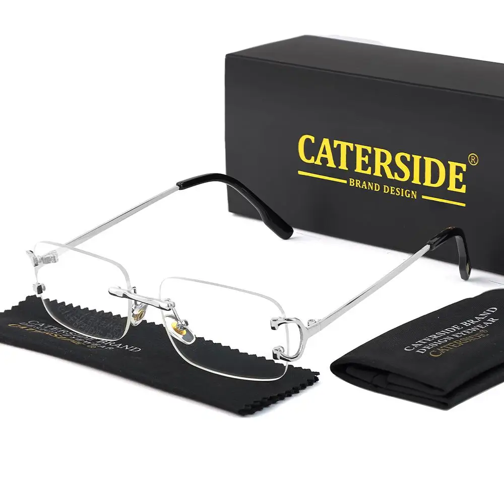 CATERSIDE Herren-Sonnenbrille ohne Rand, kleiner Rahmen, Markendesign, Metall, modische Sonnenbrille, Damen-Dekoration, Outdoor-Brille, UV400 – Detail 7