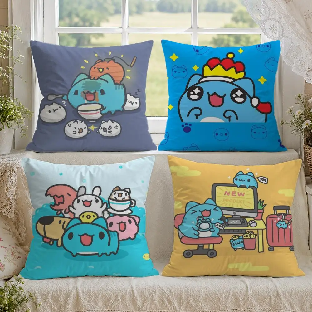 B-Bugcat C-Capoo Anime Pillow Case Premium Linen Cushion Cover Soft Textured for Sofa Couch Bed Chair Living Room Bedroom Home D