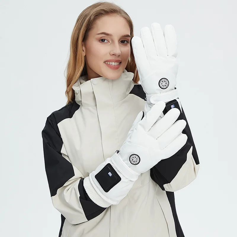 

1200mAh USB Rechargeable Heated Gloves for Women Waterproof Touchscreen 3-Heat Adjustable Skiing Hiking