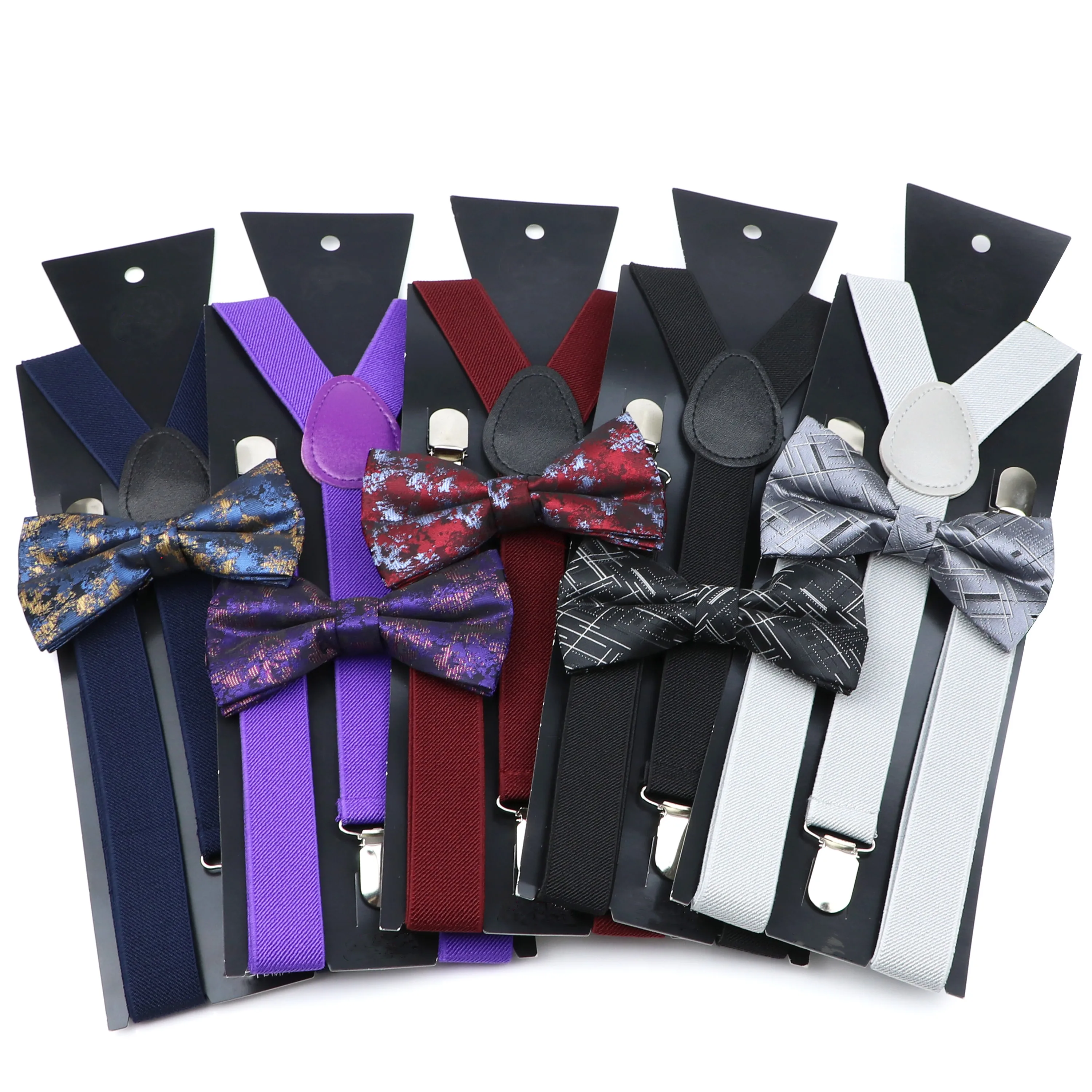 Novo colorido masculino suspensórios laços conjunto feminino cintas bowtie y-back ajustável clip-on cintos elásticos cintas acessórios de casamento