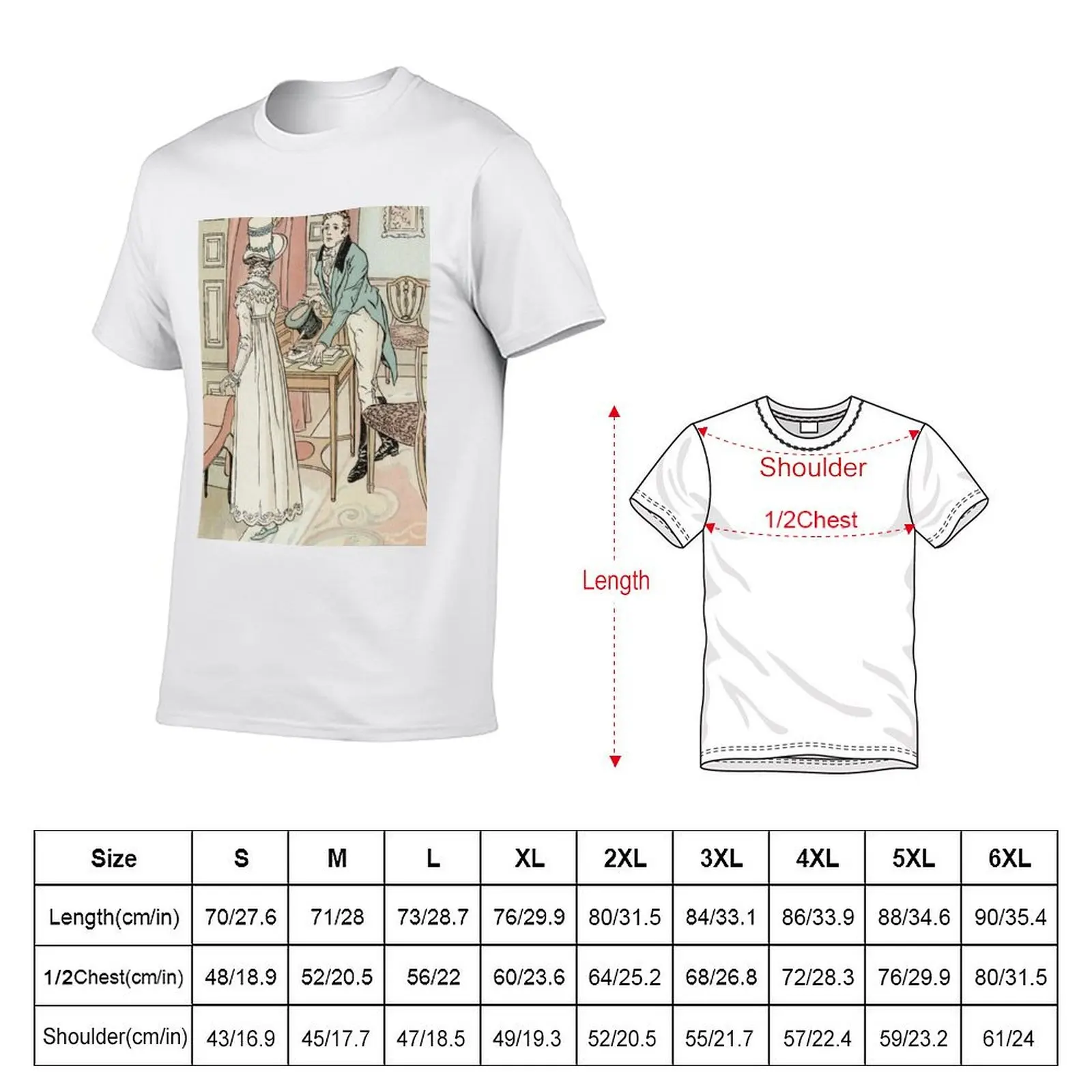 Charles Edmund Brock - Jane Austen His Question T-Shirt Summer Holiday Casual Tee