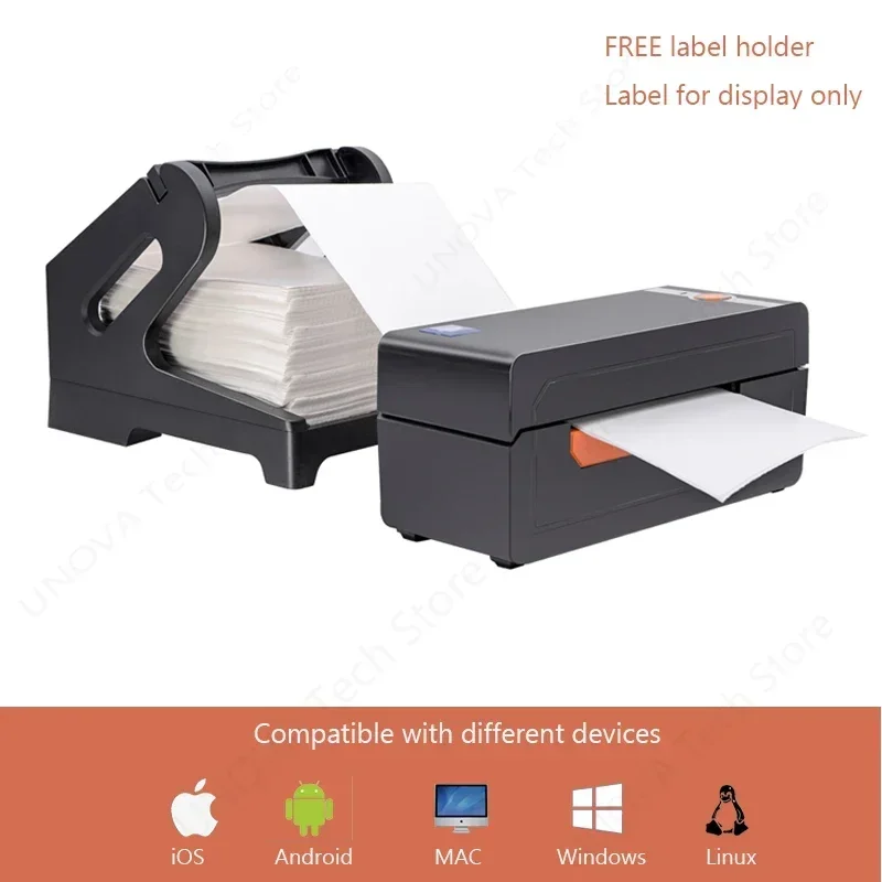 4inch Thermal Shipping Label Printer USB Bluetooth Barcode Self-adhesive Sticker Printer Supports Mac Android IOS with Stand