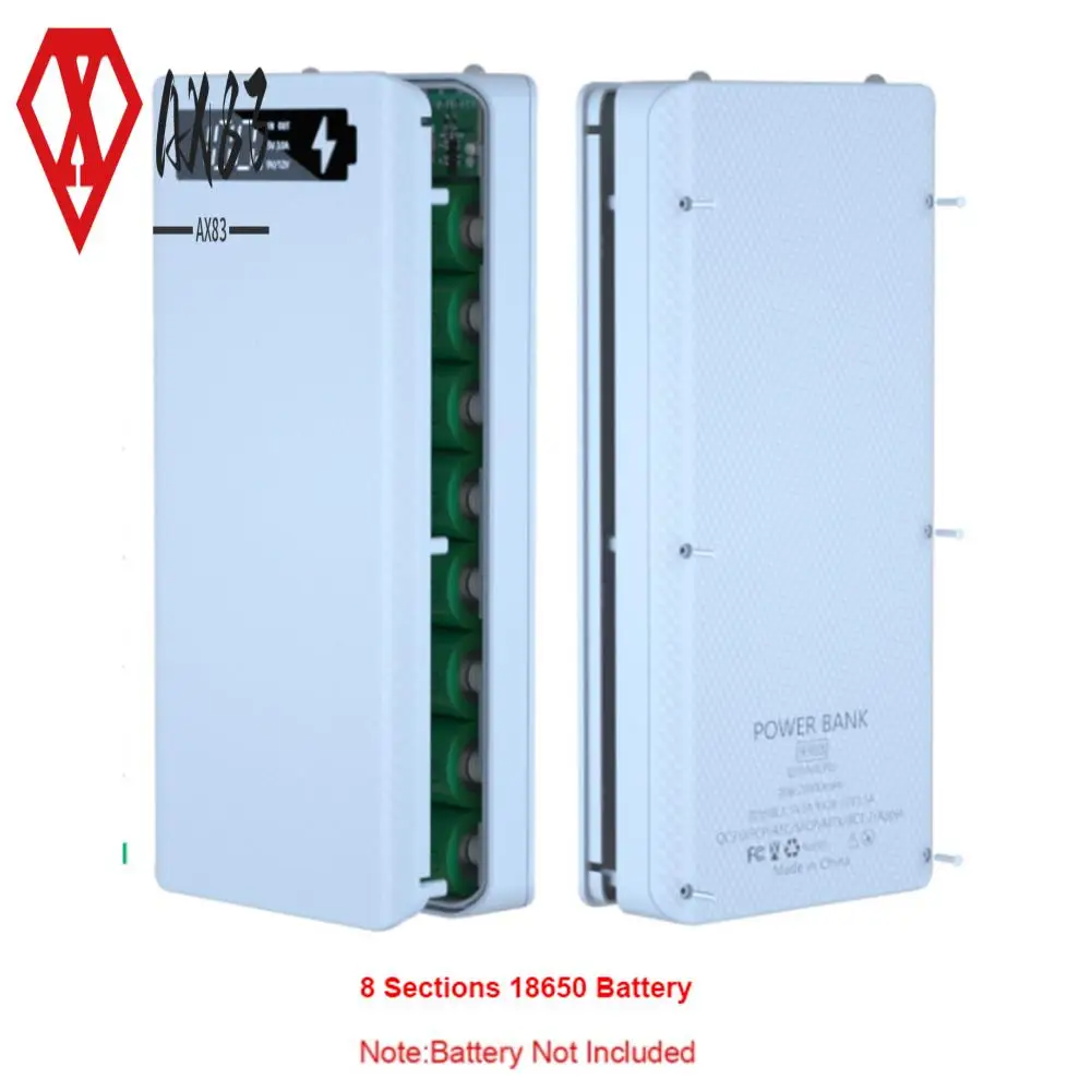 

AX83-8X18650 Battery Charger Box Power Bank Holder DIY Shell Dual USB 18650 Battery Storage Box