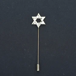 ICEYY High-Quality Gold Plated Star of David Men Brooch Lapel Pins for Men Suit Long Stick Pin