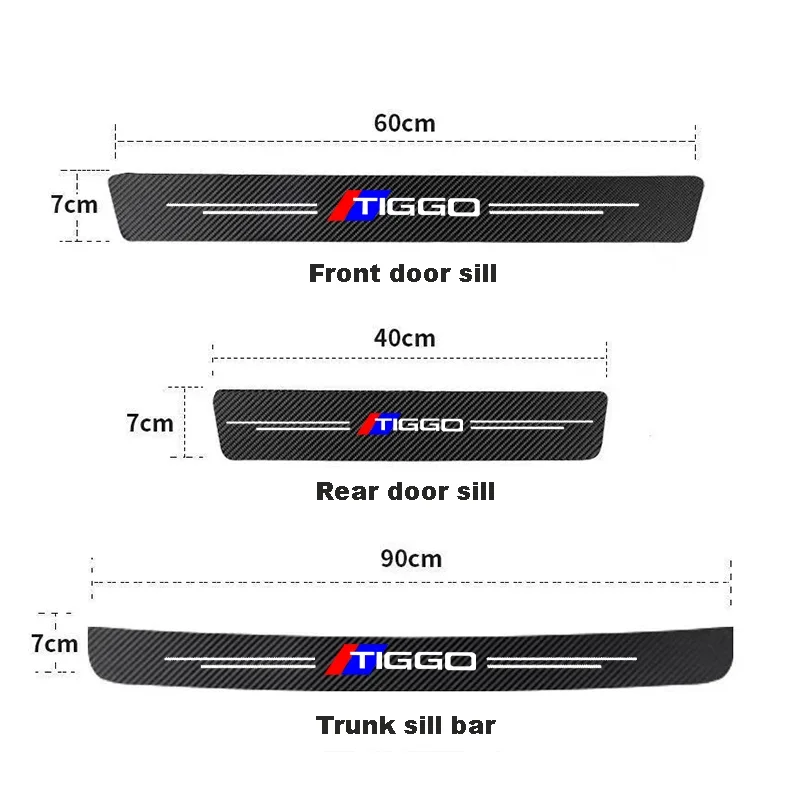 Car Door Threshold Scuff Plate For CHERY TIGGO 3 4 5 5X 6 7 8 PRO Carbon Fiber Car Trunk Rear Bumper Stickers Car Accessories