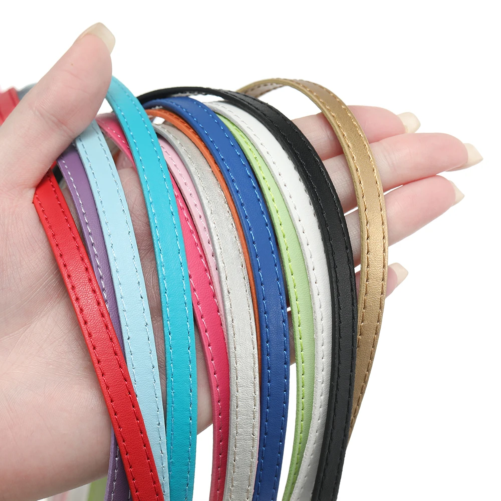 1meter Colorful 8mm Flat PU Faux Leather Cord Waist Chain Bracelet Belt Bag Handle for DIY Jewelry Making Accessories