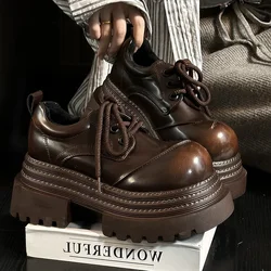 2025 Spring Women JK Mary Jane Shoes Fashion Lace Up Shoes Vintage Platform Elegant Thick Heel Shoes