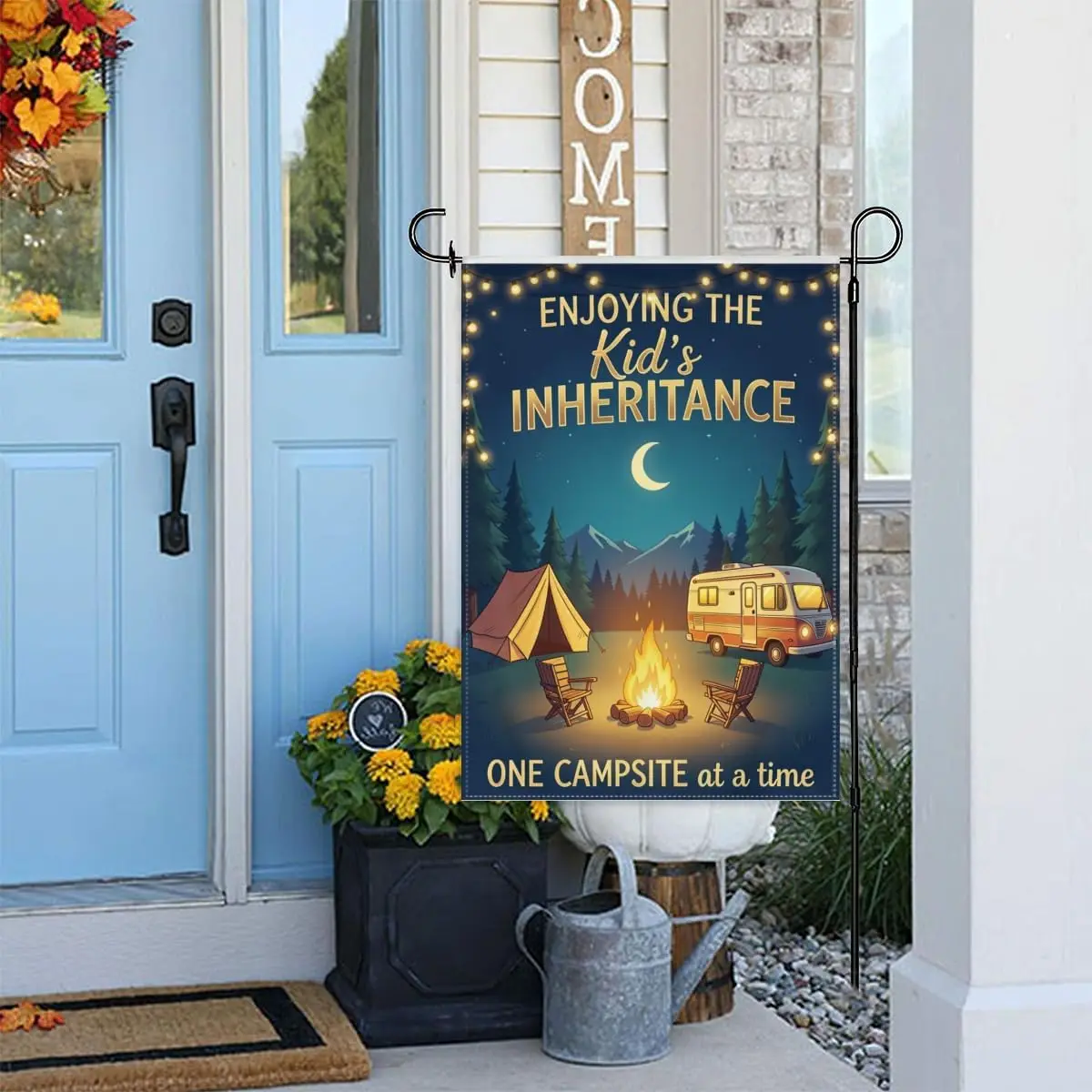 Enjoying the Kid's Inheritance One Campsite at a Time Garden Flag 12x18 Inch Double Sided Camping Outdoor Yard Decoratio kkz