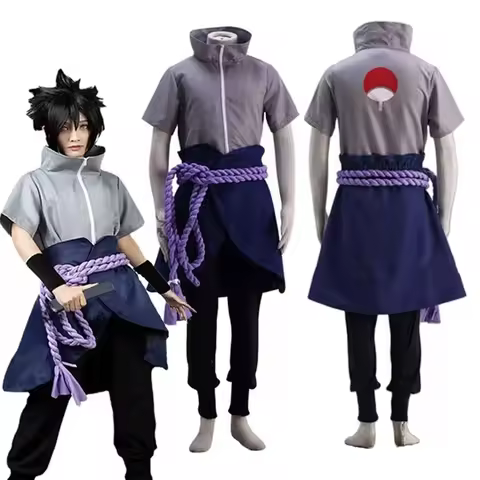 Tenue de Cosplay Anime Uchiha Sasuke, Costume d'halloween, uniforme de jeu de rôle de fête, vêtements de bande dessinée