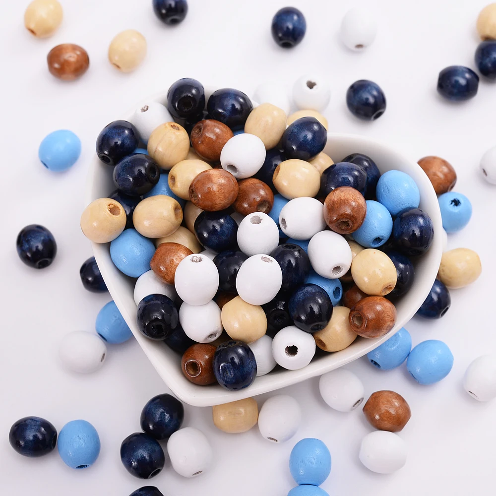 Raw Natural Wood Oval Round Beads 10/50pcs Wooden Spacer Beads for Jewelry Making Keychain Bracelet Macrame Wall Hanging Craft