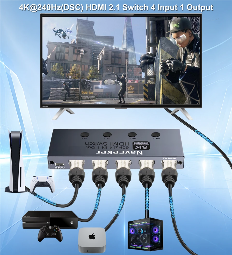 Navceker 8K HDMI 2.1 Switch 4 - Esports Gaming Bundle review and price