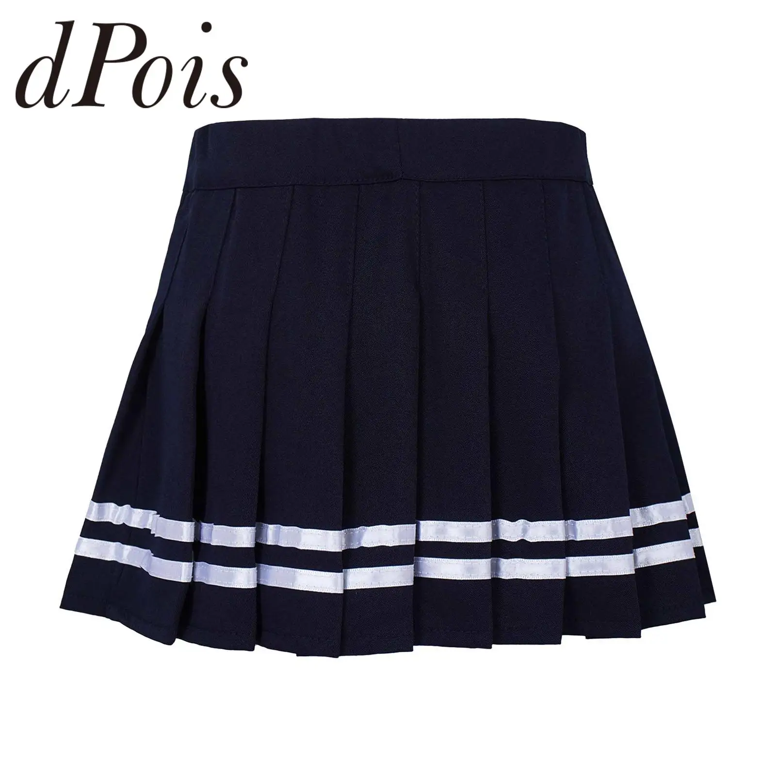 Kids Girls Schoolgirls Pleated Skirt Korea Style Fashion Striped School Uniform Skirts Elastic Shorts Skirt Golf Tennis Skorts