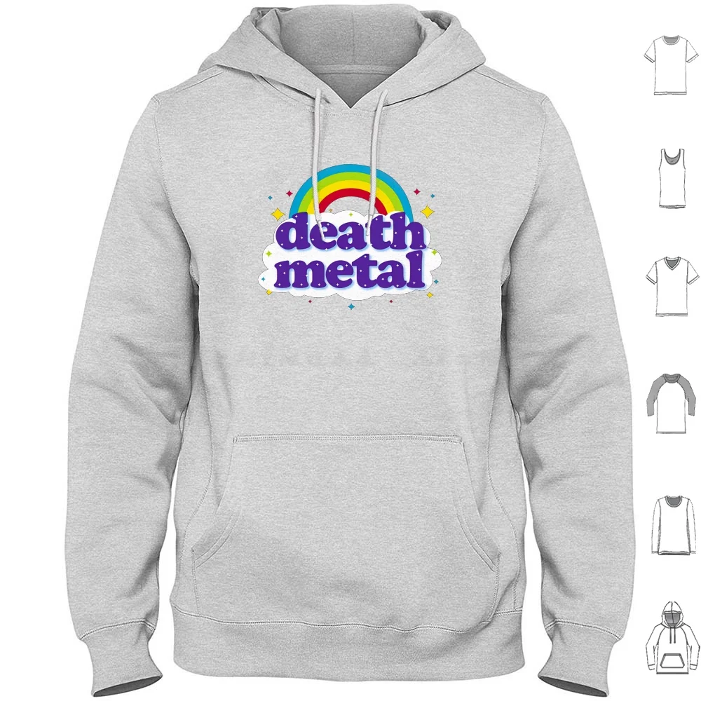 Death Metal Rainbow Shirt Hoodie cotton Long Sleeve Rainbow Death Metal Unicorn Metal Funny Skull Music Death Heavy Metal Cute