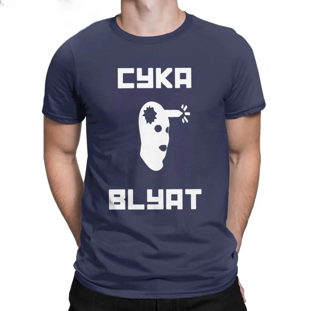 Funny Cyka Blyat Russian Meme Suka Blyat Tshirt Men Round Neck 100 Percent Cotton T Shirt Unique Clothes