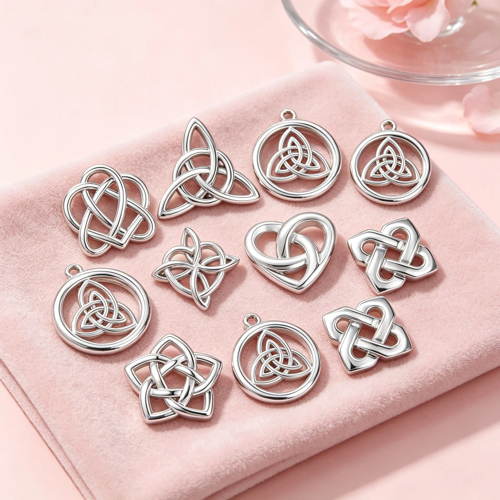 5pcs/lot Retro Triangle Celtic Knot Pendant Stainless Steel Trident Triple Knot Witch Knot Pendant Traditional Lucky DIY Jewelry