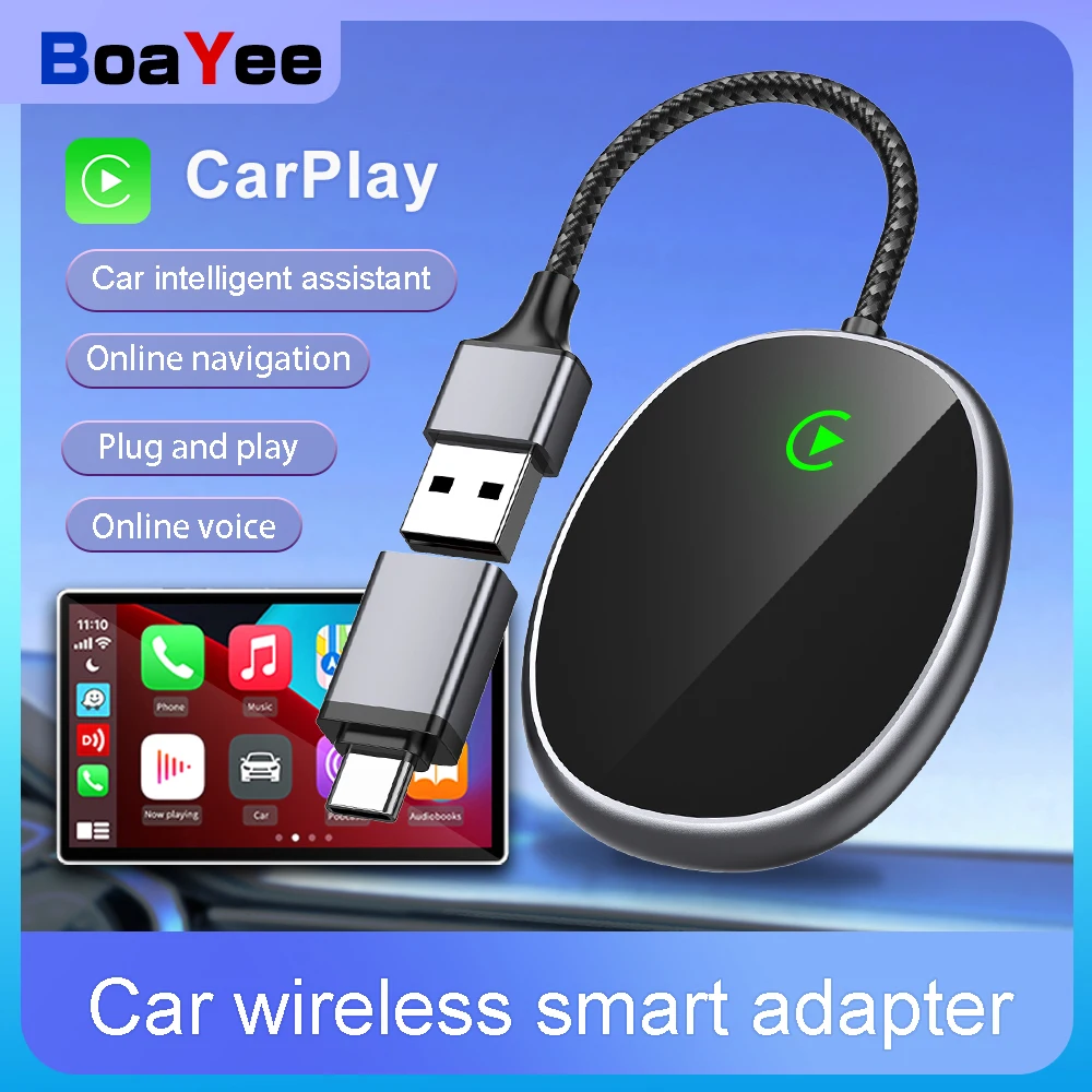 Wireless Carplay AI Box Cable to Wireless Carpay Adapter Plug and Play Bluetooth 5.0 and Wi-Fi Auto Connect for Car Radio