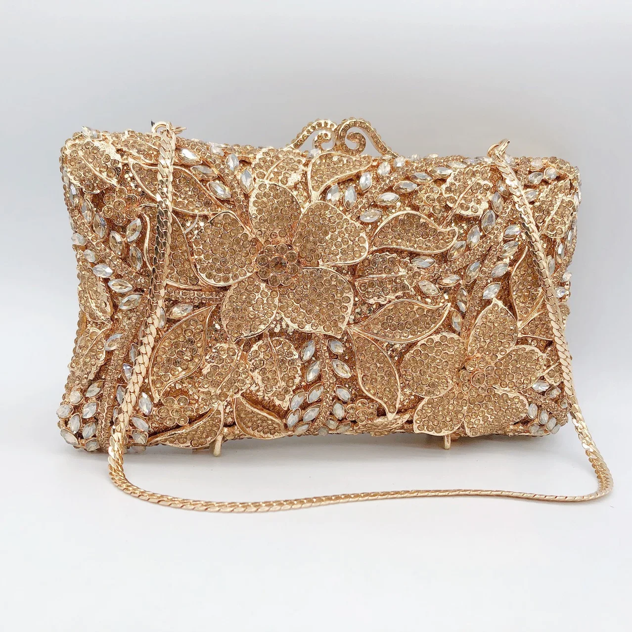 

New Luxury Fashion Diamonds Women's Handbags Design Clip Rhinestone Bag Important Occasion Banquet Flower studded diamonds Bag