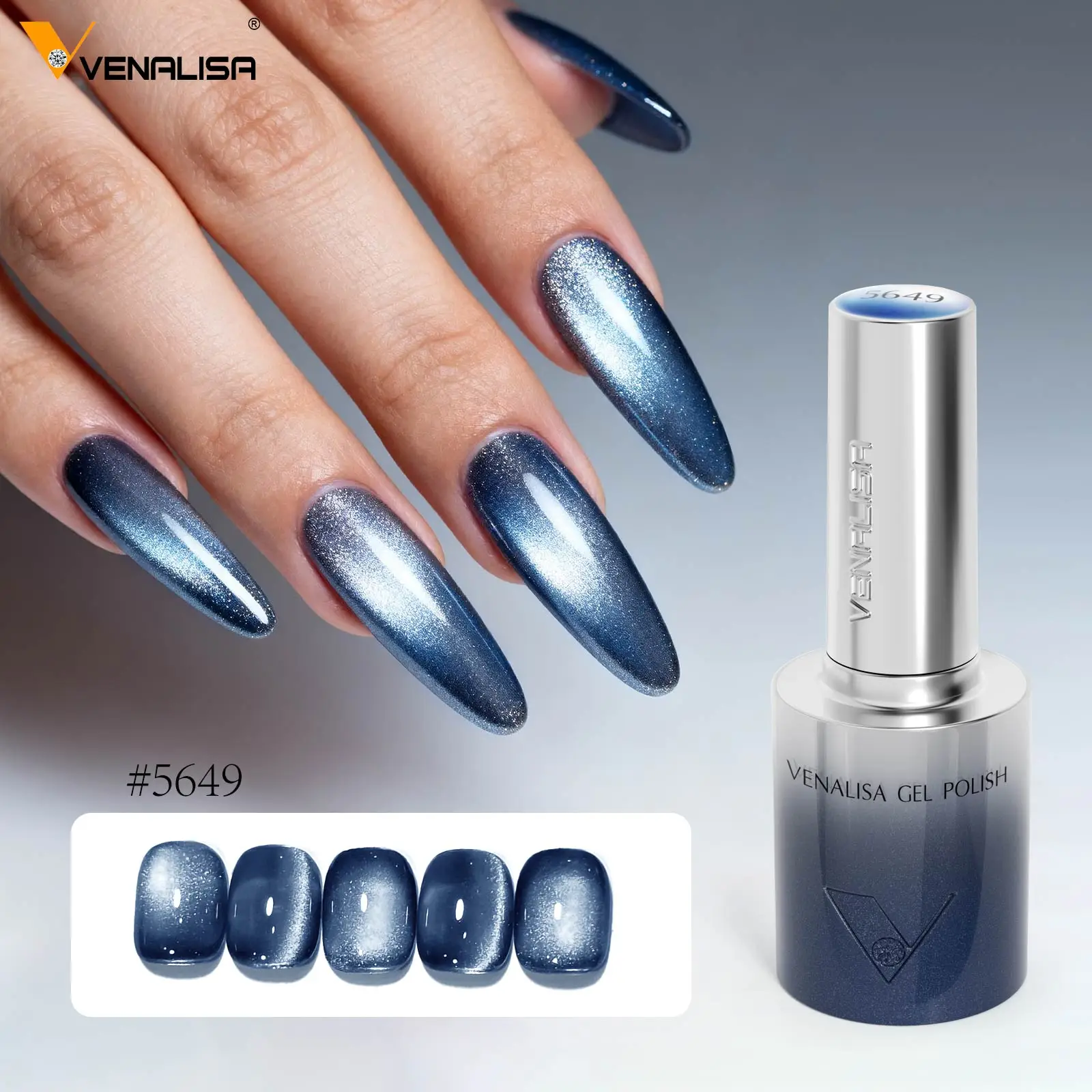 5 Stück Venalisa HEMA/TPO-freier Cat Eye Gel Magnet Ultra Flash Nagellack Diamant-Glitzer UV LED Lackiergel – Detail 18