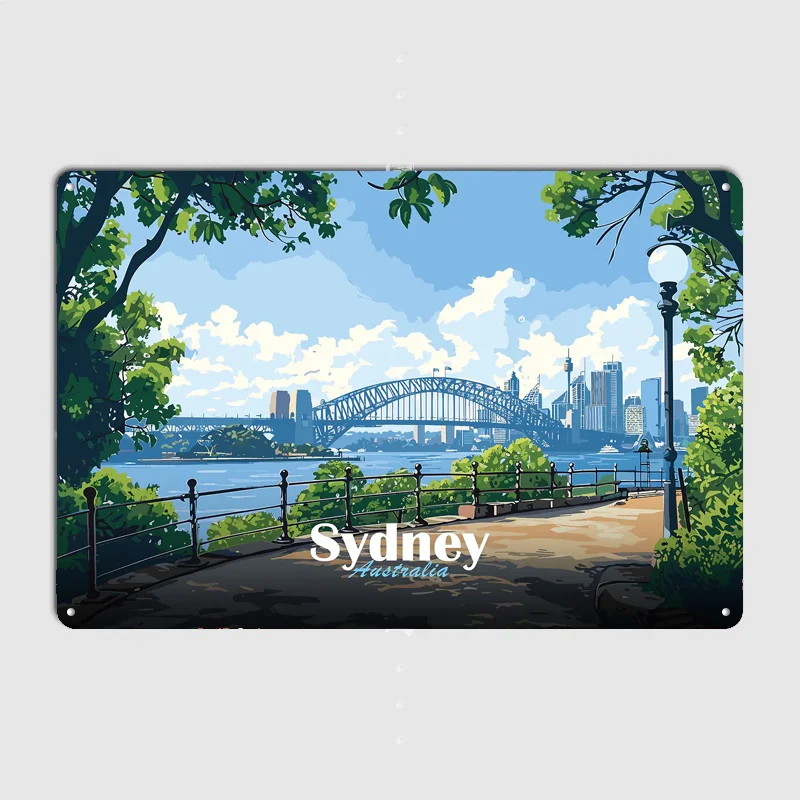 シドニーハーバーブリッジビュー風景トラベルポスターメタルサイ - Home Bar Sydney のレビューと価格